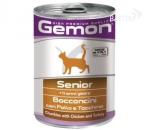 Gemon Cat консервы для пожилых кошек кусочки курицы с индейкой 415 г
