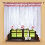 Комплект штор для кухни № 009, 160х360, брусника