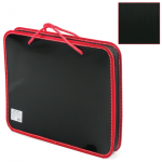 Папка на молнии пластиковая с ручками BRAUBERG Contract, А4 350*270*45 мм, черно/красная, 225164