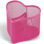 Подставка-органайзер BRAUBERG Germanium, металлическая, в виде сердца, 3 секции, розовая, 231983