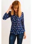 00394 Блуза из шифона синяя с совами.