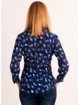 00394 Блуза из шифона синяя с совами.