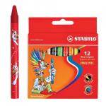 Восковые мелки STABILO Yippy 12 цв., яркие цвета, карт. упак. c европодвесом, 2812