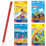 Карандаши цветные ПИФАГОР Сказочный мир, 18 цв., заточенные, карт. упак., дизайн ассорти, 180241