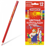 Карандаши цветные  ПИФАГОР 12 цв., классические, заточенные, картонная упаковка, 180296