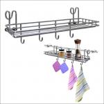 *Полка для специй с 4 крючками навесная на рейлинг  25*9,5*10 см