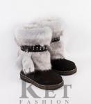 Унты подростковые, голубая норка войлочная подошва