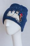 Шапка женская "Снеговики" 2-х слойная