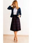 00392 Юбка синяя в клетку миди.