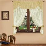 Комплект штор для кухни № 041, 160*300  золотистый/шампань