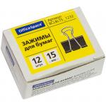 Зажимы для бумаг 15 мм, 12 шт., черные, BCLBL15_1232