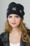 Шапка женская "Стразовые цветы"