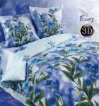 Комплект постельного белья 1,5-спальный поплин / Блюз 3D