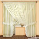 Комплект штор для кухни № 014, (250*500)х2, шампань