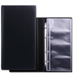 Визитница на 4-х кольцах BRAUBERG четырехрядная на 160 визиток, черная, 231825