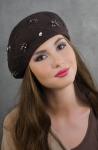 Берет женский "Стразы, пайетки" 2-х слойный