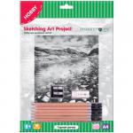 Набор для рисования скетча Greenwich Line "Горная речка", A4, карандаши, ластик, точилка, картон, SK_14630