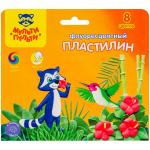 Пластилин Мульти-Пульти Енот на острове Куба, 08 цв., 120 г, воск., флуор., стек, картон, европод., ФП_11060