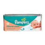 PAMPERS Детские влажные салфетки Natural Clean Сменный блок 64 ПрепакКороб