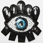 Аппликация клеевая вышитая "Eye" черный+белый+синий 7*8,5 см
