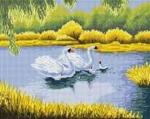 "Белые лебеди" мозаика на подрамнике 40х50