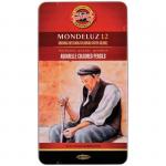 Карандаши акварельные  "Mondeluz", 12цв., заточен., метал. пенал, 3722012001PL