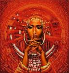 "Африканка" (рис. на сатене 40х40) (круговая техника)