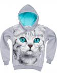 Толстовка Серая кошка с голубыми глазами
