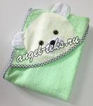 Детский уголок для купания МИШКА, 100% хлопок, цвет зеленый