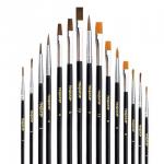 Кисти ПИФАГОР, НАБОР 15 шт. (пони - 9 шт., синтетика - 4 шт., щетина - 2 шт., круглые, плоские), 200504