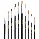 Кисти ПИФАГОР, НАБОР 10 шт. (пони - 5 шт. синтетика - 3 шт. щетина - 2 шт., круглые, плоские), 200505