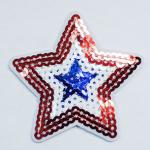Аппликация клеевая вышитая "Star" белый+красный+синий