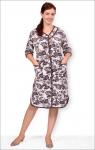 Халат велюровый на пуговицах, цветы - белый фон (403-1)