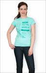 Футболка женская , принт Smile To The World, ментол (360-1)