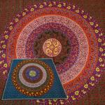 Покрывало PKR16 Двойное Узоры по кругу, 210x240 см, хлопок