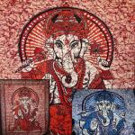 Покрывало SEI-3088DB Ганеш и орнамент, 240x220 см, хлопок, роспись под батик