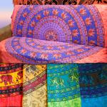 Покрывало SEI620 Слоны по кругу, хлопок, разные цвета 240x210 см.