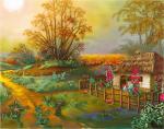 Набор для вышивания "PANNA" "Живая картина"   JK-2017  ( ЖК-2017 )  "Утро в деревне"