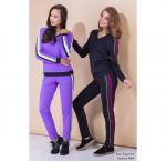 Топ трехцветный с V-образным вырезом горловины, длинным рукавом, с лампасами, отделка золотой и серебряной бейкой