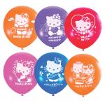 Воздушные шары, 5 шт., М12/30см, Поиск "Hello Kitty", пастель+декоратор, Х-107, европодвес, 4690296024802