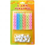 Свечи для торта с держателями ПатиБум "В горошек" ассорти, 12шт., 4690296025342