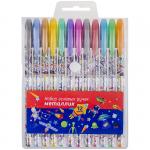 Набор гелевых ручек ArtSpace Космонавты, 12 цв., 1,0 мм, металлик, ПВХ чехол, MG12_7108