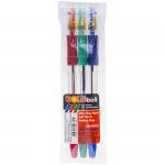 Набор шариковых ручек Crown "Gold Ball", 3 шт., 3 цв., 0,5 мм, грип, ПВХ уп., европодвес, GB-500S/КСЗ