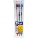 Набор шариковых ручек Crown "Oil Jell", 3 шт., 3 цв., 0,7 мм, ПВХ уп., европодвес, OJ-500S/КСЗ