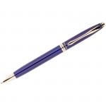 Ручка шариковая Berlingo Silver Luxe синяя, 0,7 мм, корпус синий/золото, поворот., пласт. футляр, CPs_70412