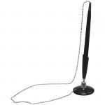 Ручка шариковая настольная OfficeSpace синяя, 0,7 мм, черный корпус, металлическая цепочка, TB_10487