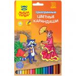 Карандаши Мульти-Пульти "Енот в Испании", 18  цв., трехгран., заточен., картон, европодвес, CP_10756