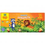 Акварель Мульти-Пульти "Енот в джунглях", медовая, 12  цветов, без кисти, картон, АК_10698