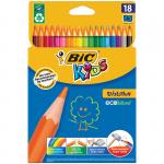 Карандаши пластиковые Bic "Evolution 93", 18  цв., заточен., картон, европодвес, 937513 (Подарок - раскраска)