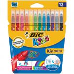 Фломастеры Bic "Kid Couleur", 12 цв., картон, европодвес, 9202932 (Подарок - раскраска)